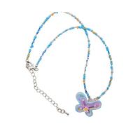 YUGSHNKFC Collana girocollo alla moda con ciondolo a forma di farfalla, elegante catena per clavicola, realizzata a mano, con perline, Resina