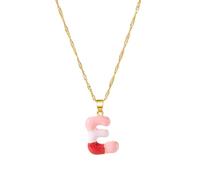 YUGSHNKFC Collana in lega con lettera colorata personalizzata, catena regolabile, da indossare tutti i giorni, con ciondolo a forma di lettera per le donne