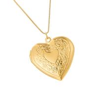 YUGSHNKFC Collana vintage con medaglione a forma di cuore con incisioni floreali, catena regolabile con ciondolo per foto, accessorio per donne, Rame
