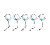 YUGSHNKFC Confezione da 5 pratici e robusti gioielli da naso in lega e borchie a forma di L e design a cerchio con accento CZ gioielli casual da naso, Grande, come descritto, come descritto