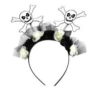 YUGSHNKFC Copricapo per Halloween, con teschio, scheletro, rosa, fiore, fascia floreale, per donne e ragazze