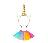 YUGSHNKFC Costume da unicorni per bambine con gonna a tutù arcobaleno con fascia per unicorni per travestimento da principessa, per Halloween, cosplay, unicorni