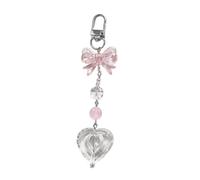 YUGSHNKFC Delicato fiocco cuore portachiavi accessorio fatto a mano telefono appeso gioielli fascino elegante ciondolo cuore portachiavi ornamento carino portachiavi per ragazze e amanti della moda