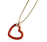 YUGSHNKFC Dolce collana con ciondolo a forma di cuore cavo, gioiello alla moda, semplice girocollo colorato, corda in pelle resina