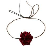 YUGSHNKFC Elegante collana girocollo con grande fiore con lacci per le donne Collana lunga in corda sul collo 2023 Accessori di gioielli di moda, Tessuto + filo cerato