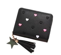 YUGSHNKFC Elegante moneta con scomparti multipli porta carte per carte e piccoli oggetti, Nero
