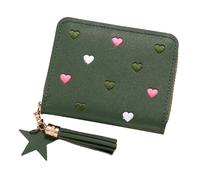 YUGSHNKFC Elegante moneta con scomparti multipli porta carte per carte e piccoli oggetti, Verde