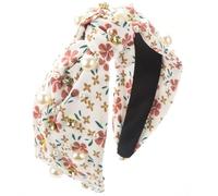 YUGSHNKFC Fascia per capelli annodata con fiore per donna con strass francesi borchiati turbante fascia per capelli a teschio alto cerchietto per capelli da donna