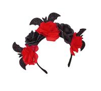 YUGSHNKFC Fascia per capelli con fiore di rosa pipistrello, per adulti e adolescenti, serie scura, per giochi di ruolo, feste e foto di Halloween