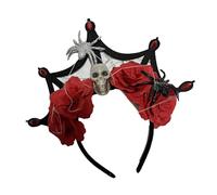 YUGSHNKFC Fatta a mano Scheletro Fascia Ragazza Strega Copricapo Scheletro Sangue Scuro Copricapo Masquerades Halloween Strega Party