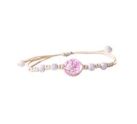 YUGSHNKFC Handmade intrecciato ceramica vetro fiore Bead e regolabile cerato cavo Handchain polso accessorio per le donne gioielli perline ceramica