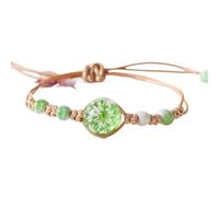 YUGSHNKFC Handmade intrecciato ceramica vetro fiore Bead e regolabile cerato cavo Handchain polso accessorio per le donne gioielli perline ceramica