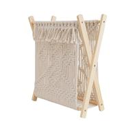 YUGSHNKFC Libreria da scrivania multiuso pieghevole con corda di cotone e design in legno per decorazioni moderne