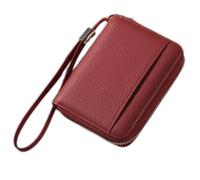 YUGSHNKFC Portafoglio corto alla moda da donna portamonete in ecopelle piccola borsa porta carte di credito con cerniera multipli scomparti per carte, Rosso granato.