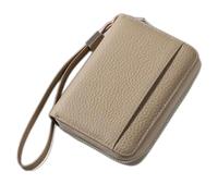 YUGSHNKFC Portafoglio corto alla moda da donna portamonete in ecopelle piccola borsa porta carte di credito con cerniera multipli scomparti per carte, cachi