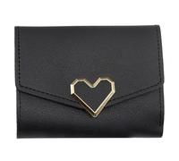 YUGSHNKFC Portafoglio corto da donna con più scomparti per carte di credito e tasca portamonete, elegante e pratico portafoglio da lavoro in pelle PU, Nero
