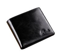 YUGSHNKFC Portafoglio corto da uomo con porta carte antifurto, elegante e pratico, con blocco in PU, Nero