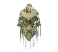 YUGSHNKFC Scialli formali e avvolgenti per abiti da sera scialle ricamato a farfalla sciarpa in tulle in pizzo scialle puro con frangia triangolo sciarpa per le donne, G, Taglia unica