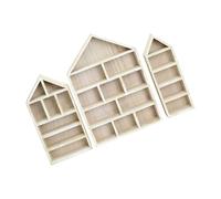 YUGSHNKFC Set di 3 mensole in legno a forma di casetta, da parete, per modelli in miniatura, medaglie, collezioni, artigianato, collezioni, organizzatori
