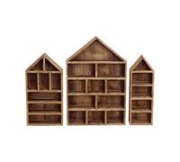 YUGSHNKFC Set di 3 mensole in legno a forma di casetta, da parete, per modelli in miniatura, medaglie, collezioni, artigianato, collezioni, organizzatori