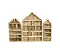 YUGSHNKFC Set di 3 mensole in legno a forma di casetta, da parete, per modelli in miniatura, medaglie, collezioni, artigianato, collezioni, organizzatori