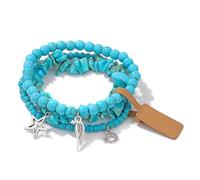 YUGSHNKFC Set di 3 sofisticati braccialetti con ciondolo a forma di stella e luna, ornamento per donne, gioielli alla moda con chiusura regolabile per feste e appuntamenti, Misura unica, come