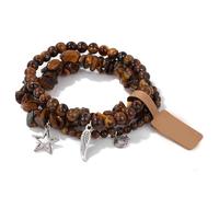 YUGSHNKFC Set di 3 sofisticati braccialetti con ciondolo a forma di stella e luna, ornamento per donne, gioielli alla moda con chiusura regolabile per feste e appuntamenti, Misura unica, come
