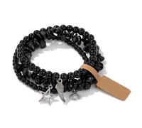 YUGSHNKFC Set di 3 sofisticati braccialetti con ciondolo a forma di stella e luna, ornamento per donne, gioielli alla moda con chiusura regolabile per feste e appuntamenti, Misura unica, come