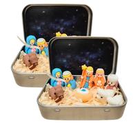 YUGSHNKFC Set Regalo Storie Natale Con Figurine Scena Betlemme Per Lo Styling Domestico Stagionale In Scatola Latta Decorazione Domestica Per Festival Artigianato In PVC