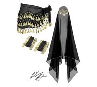 YUGSHNKFC Sofisticato costume da danza in chiffon, con velo e parrucchino decorativo, per artisti classici/moderni, set di accessori per costume da danza, Nero , Taglia unica