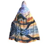 Yugtaee Big Fish - Mantello con cappuccio per Halloween, per adulti, per giochi di ruolo, costumi da palcoscenico, feste, facile da pulire