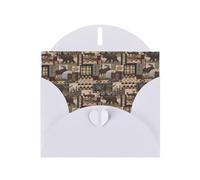 YUGTAEE Biglietto di auguri bianco rustico Lodge Bear stampato 10,2 x 15,2 cm per Natale, compleanni dei bambini, San Valentino, anniversari di matrimonio e inviti per feste