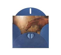 YUGTAEE Biglietto di auguri blu con scritta "Horse Meets Dog", 10,2 x 15,2 cm, per Natale, compleanni, San Valentino, anniversari di matrimonio e inviti per feste