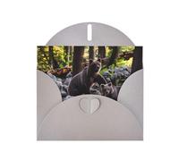 YUGTAEE Biglietto di auguri grigio con piccoli orsi neri stampati 10,2 x 15,2 cm per Natale, compleanni dei bambini, San Valentino, anniversari di matrimonio e inviti per feste