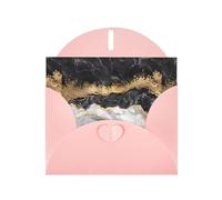 YUGTAEE Biglietto di auguri rosa con lamina d'oro nera bianca stampata in marmo 10,2 x 15,2 cm per Natale, compleanni dei bambini, San Valentino, anniversari di matrimonio e inviti per feste