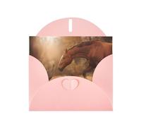 YUGTAEE Biglietto di auguri rosa con scritta "Horse Meets Dog", 10,2 x 15,2 cm, per Natale, compleanni, San Valentino, anniversari di matrimonio e inviti per feste