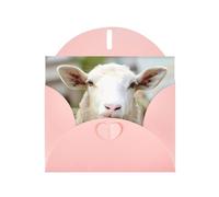 YUGTAEE Biglietto di auguri rosa divertente con lingua di pecora cattiva stampata con simpatico animale 10,2 x 15,2 cm per Natale, compleanni dei bambini, San Valentino, anniversari di matrimonio e