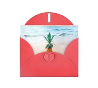YUGTAEE Biglietto di auguri rosso con ananas by The Sea stampato 10,2 x 15,2 cm per Natale, compleanni dei bambini, San Valentino, anniversari di matrimonio e inviti per feste