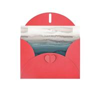YUGTAEE Biglietto di auguri rosso in mezzo alla marea stampato 10,2 x 15,2 cm per Natale, compleanni dei bambini, San Valentino, anniversari di matrimonio e inviti per feste