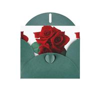 YUGTAEE Biglietto di auguri verde scuro con rosa gotica stampata 10,2 x 15,2 cm per Natale, compleanni dei bambini, San Valentino, anniversari di matrimonio e inviti per feste