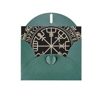 YUGTAEE Biglietto di auguri verde scuro dal design magico con rune norrene, bussola stampata 10,2 x 15,2 cm, per Natale, compleanni dei bambini, San Valentino, anniversari di matrimonio e inviti per