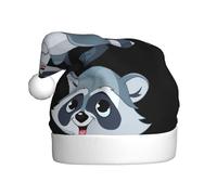 YUGTAEE Cappello di Natale in peluche per adulti con simpatico procione stampato con tocco morbido per feste e balli adatto per uomini e donne