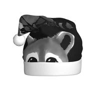 YUGTAEE Cappello di Natale in peluche per adulti con simpatico procione stampato con tocco morbido per feste e balli adatto per uomini e donne