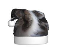 YUGTAEE Cappello di Natale in peluche per adulti con simpatico procione stampato con tocco morbido per feste e balli adatto per uomini e donne