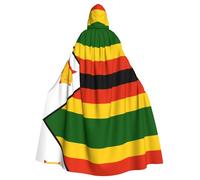 YUGTAEE Mantello con cappuccio per adulti con stampa bandiera dello Zimbabwe per Halloween, per giochi di ruolo, costumi da palcoscenico, feste, facile da pulire