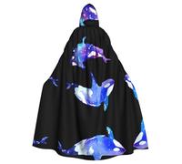 Yugtaee Mantello con cappuccio per adulti con stampa orca killer whale per Halloween, per giochi di ruolo, costumi da palcoscenico, feste, facile da pulire