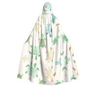 Yugtaee Mantello con cappuccio per adulti con stampa tartaruga, per Halloween, per giochi di ruolo, costumi da palcoscenico, feste, facile da pulire
