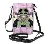 Yugtaee Piccola borsa per cellulare 19,3 x 12,4 cm, in pelle stampata con alieno fumo, custodia a tracolla per donne, perfetta per passeggiate, campeggio, nero