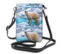 Yugtaee Piccola borsa per telefono cellulare 19,3 x 12,4 cm con orso polare stampato ghiaccio in pelle a tracolla custodia per telefono per donne, perfetta per passeggiate, campeggio