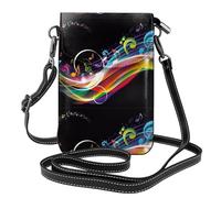 Yugtaee Piccola borsa per telefono cellulare 19,3 x 12,4 cm custodia a tracolla in pelle stampata musica colorata per donne, perfetta per passeggiate, campeggio
